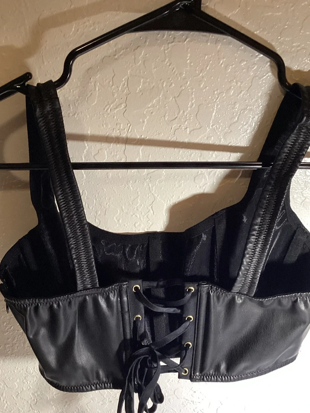 Victoria's Secret Black Satin Lace-Up Bralette